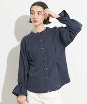 【可配套】單寧質感日系圓領金扣襯衫