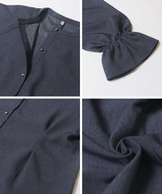 【可配套】單寧質感日系圓領金扣襯衫