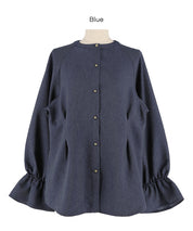 【可配套】單寧質感日系圓領金扣襯衫