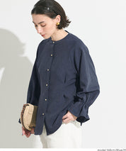 【可配套】單寧質感日系圓領金扣襯衫