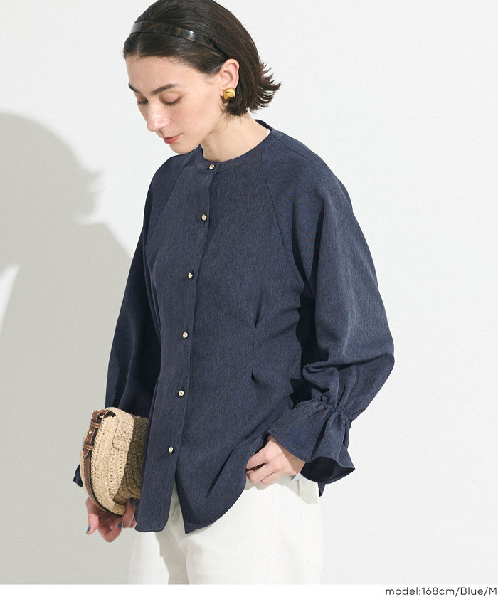 【可配套】單寧質感日系圓領金扣襯衫
