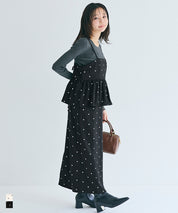 水玉點點細肩帶層次連衣裙