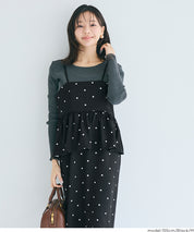 水玉點點細肩帶層次連衣裙
