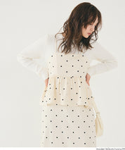 水玉點點細肩帶層次連衣裙