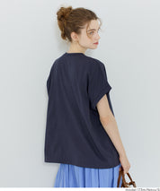 日系簡約LOGO法式袖短袖T恤 (Roll-up logo print big T-shirt)