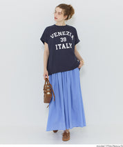 日系簡約LOGO法式袖短袖T恤 (Roll-up logo print big T-shirt)