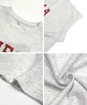日系簡約LOGO法式袖短袖T恤 (Roll-up logo print big T-shirt)