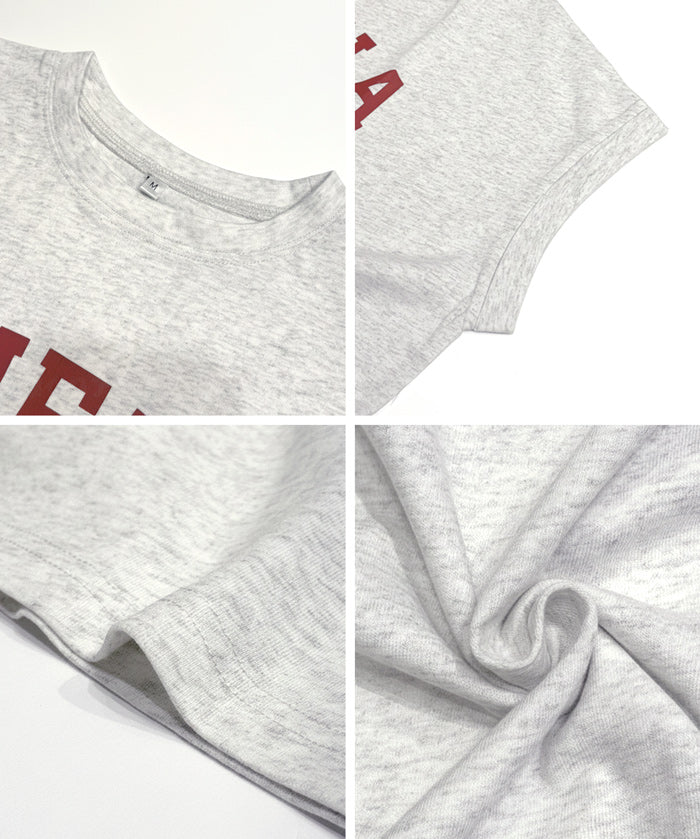 日系簡約LOGO法式袖短袖T恤 (Roll-up logo print big T-shirt)