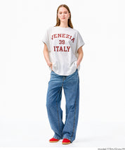日系簡約LOGO法式袖短袖T恤 (Roll-up logo print big T-shirt)