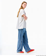日系簡約LOGO法式袖短袖T恤 (Roll-up logo print big T-shirt)