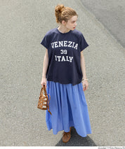 日系簡約LOGO法式袖短袖T恤 (Roll-up logo print big T-shirt)
