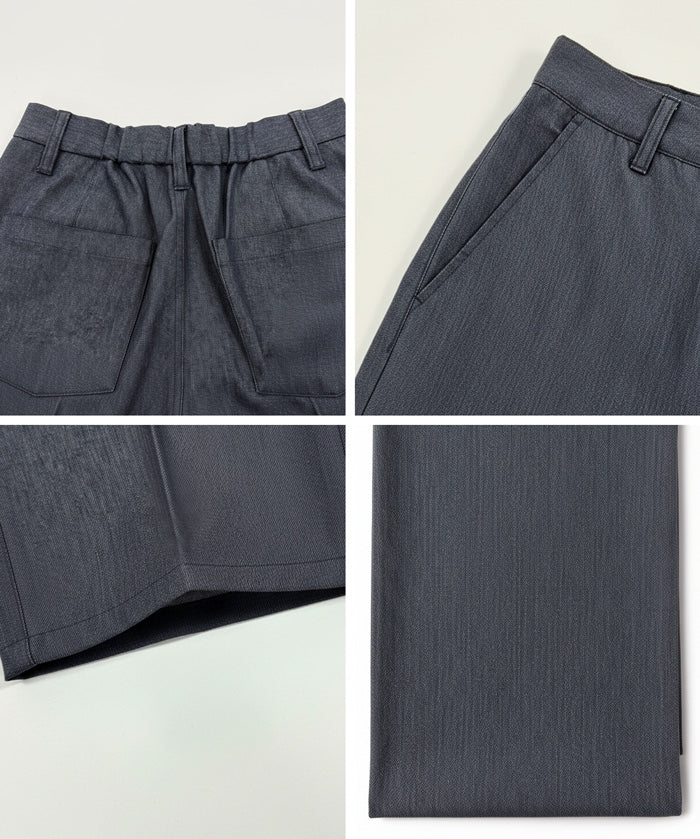 丹寧質感彈性闊腿褲