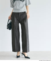 丹寧質感彈性闊腿褲