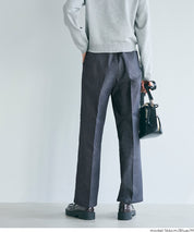 丹寧質感彈性闊腿褲