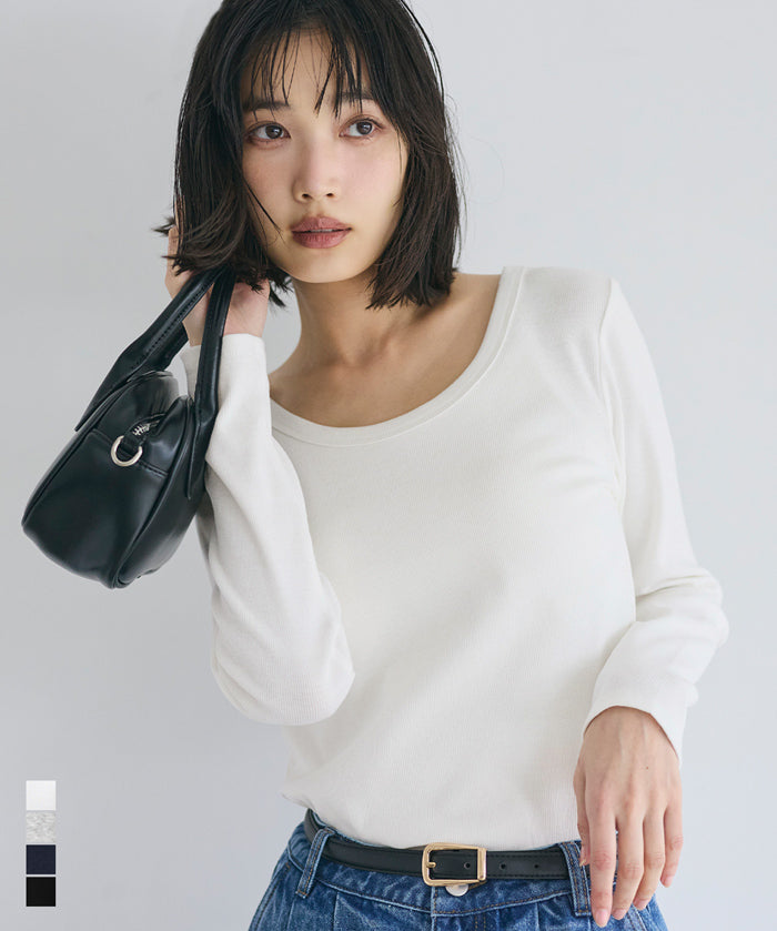 U領棉質長袖上衣