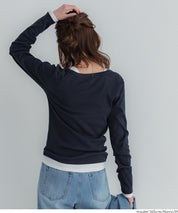 U領棉質長袖上衣