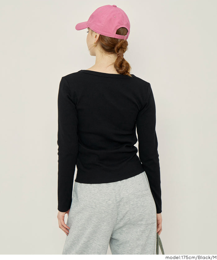 U領棉質長袖上衣