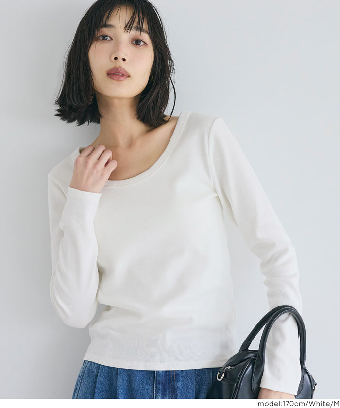 U領棉質長袖上衣