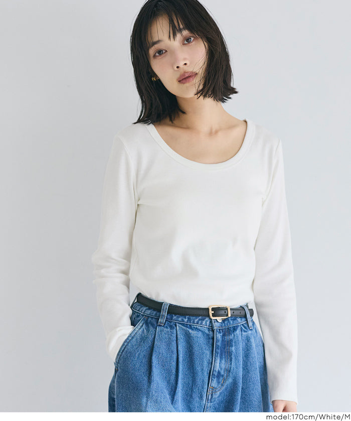 U領棉質長袖上衣