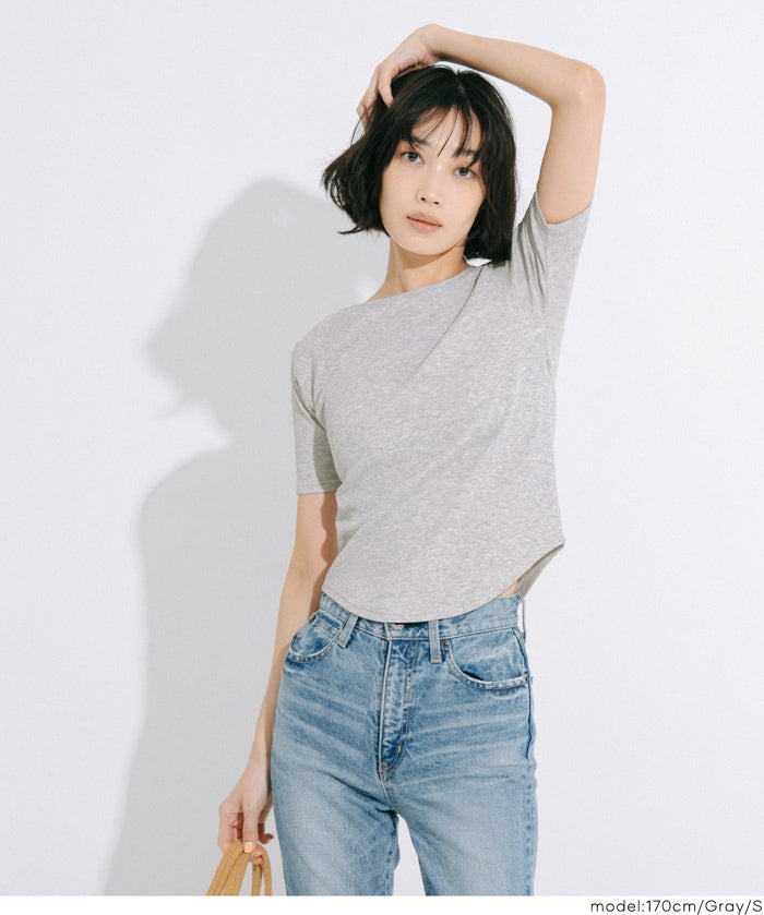 基礎款插肩袖五分袖上衣