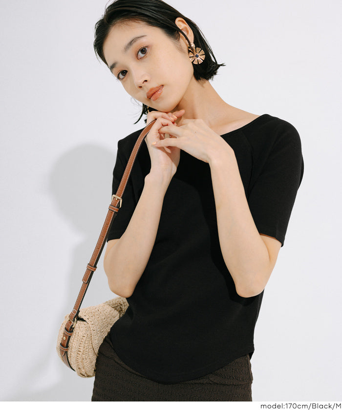 基礎款插肩袖五分袖上衣