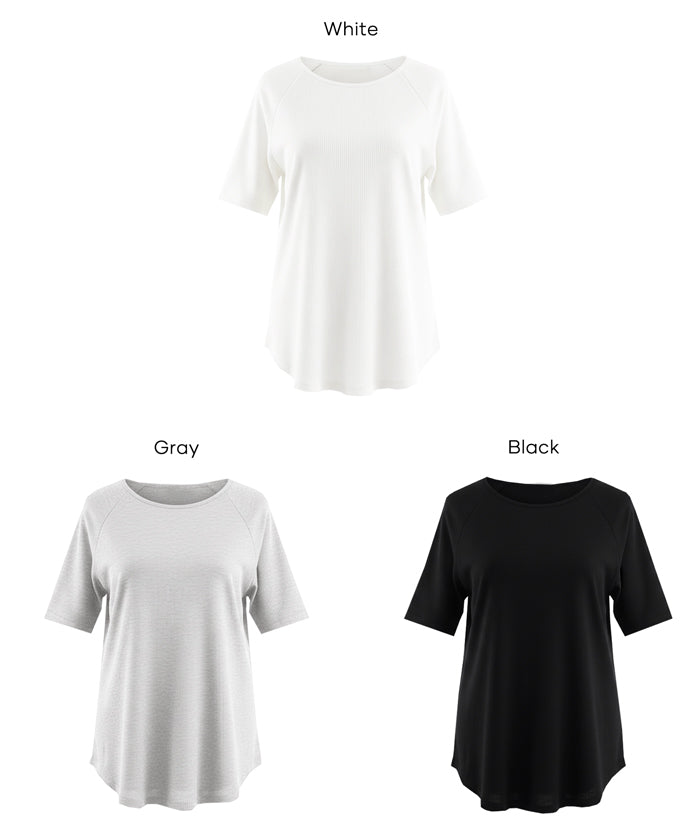 基礎款插肩袖五分袖上衣