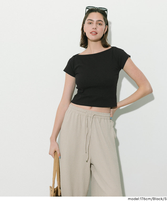 基礎款船領短袖上衣