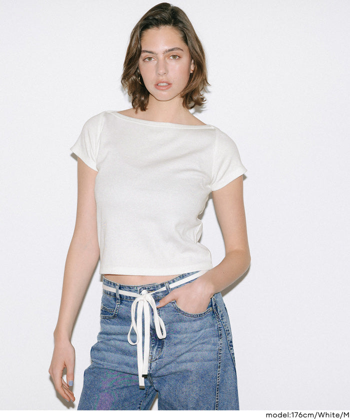 基礎款船領短袖上衣