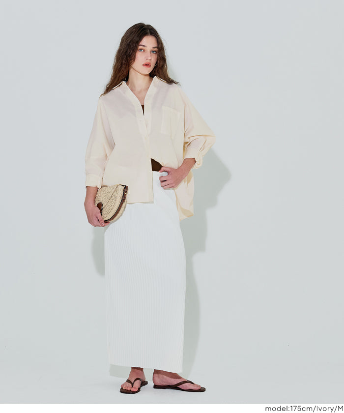 挺感棉質蝙蝠袖休閒襯衫 胸前口袋