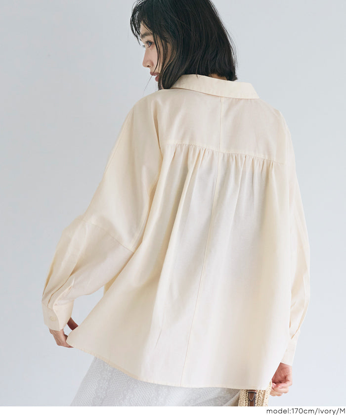 挺感棉質蝙蝠袖休閒襯衫 胸前口袋