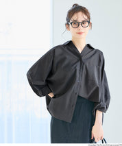 挺感棉質蝙蝠袖休閒襯衫 胸前口袋