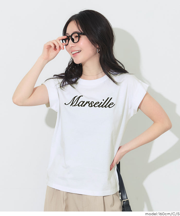 Women's French Sleeve Embroidered T-Shirt (Mail Order Available) - Coca Coca