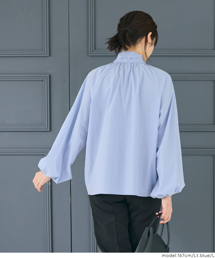 日系蝴蝶結長袖襯衫