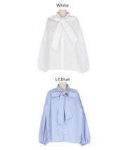 日系蝴蝶結長袖襯衫