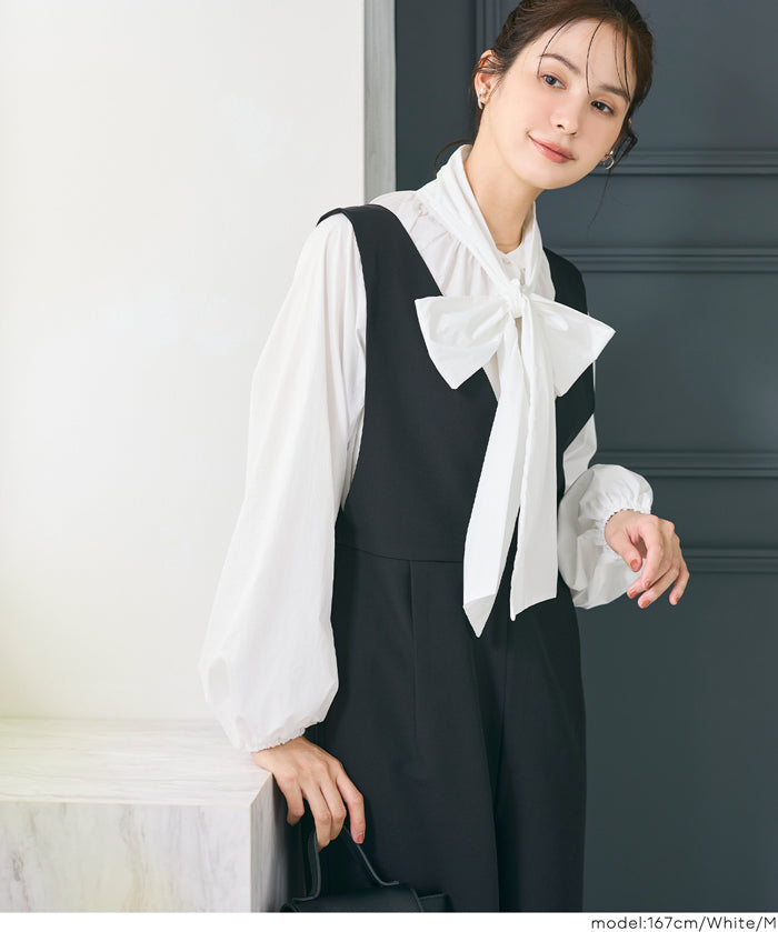 日系蝴蝶結長袖襯衫