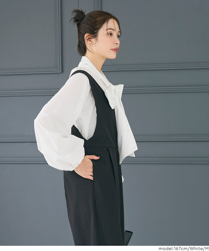 日系蝴蝶結長袖襯衫