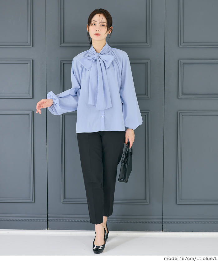 日系蝴蝶結長袖襯衫