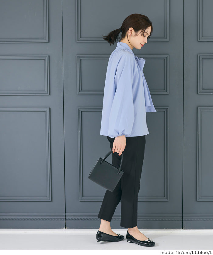 日系蝴蝶結長袖襯衫