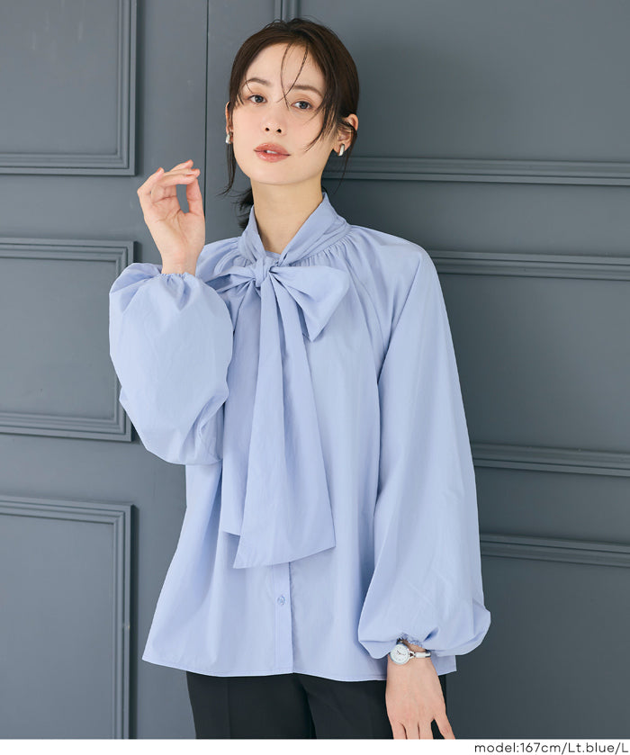 日系蝴蝶結長袖襯衫