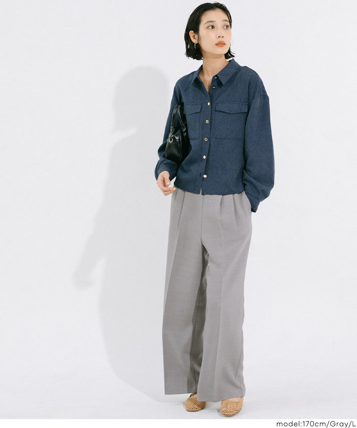 彈性高腰休閒西裝褲