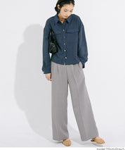 彈性高腰休閒西裝褲