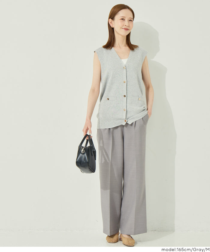 彈性高腰休閒西裝褲