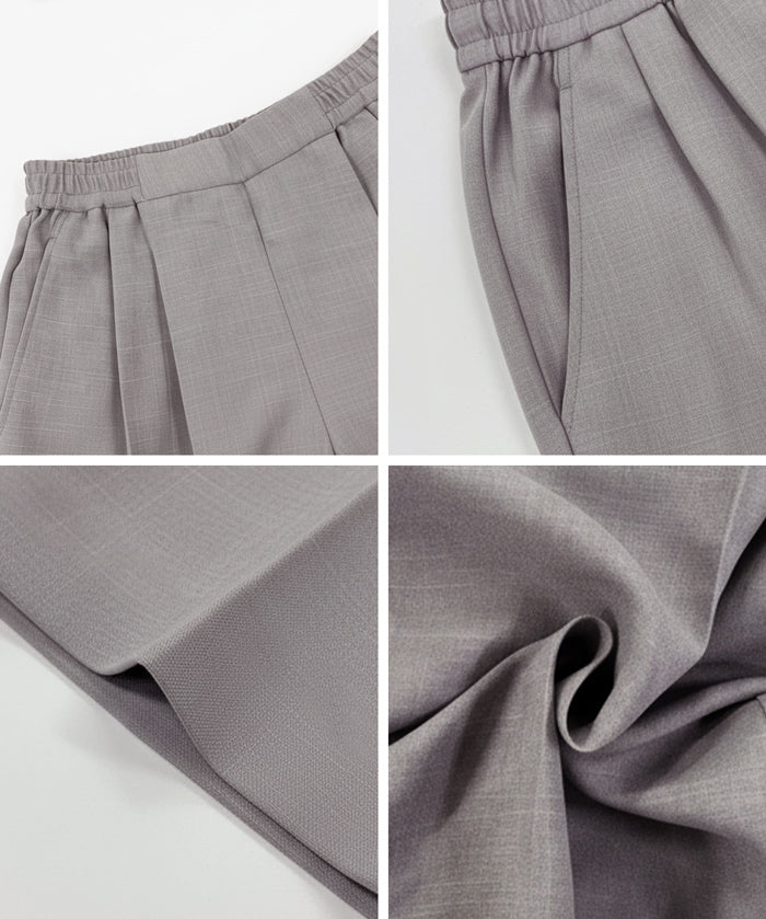 彈性高腰休閒西裝褲