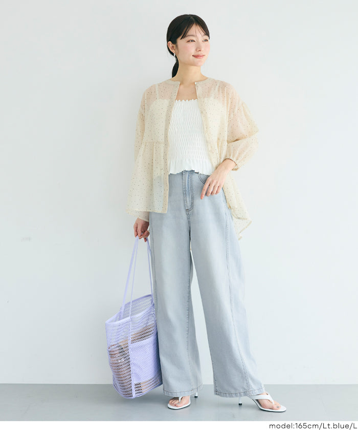 Ladies' Summer Loose Denim Curved Pants. Not available for mail order. Coca brand. [Worn by Rina Tanaka]