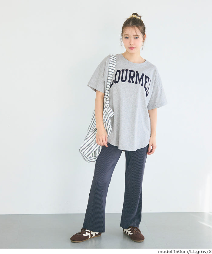 英字LOGO圓弧剪裁短袖上衣