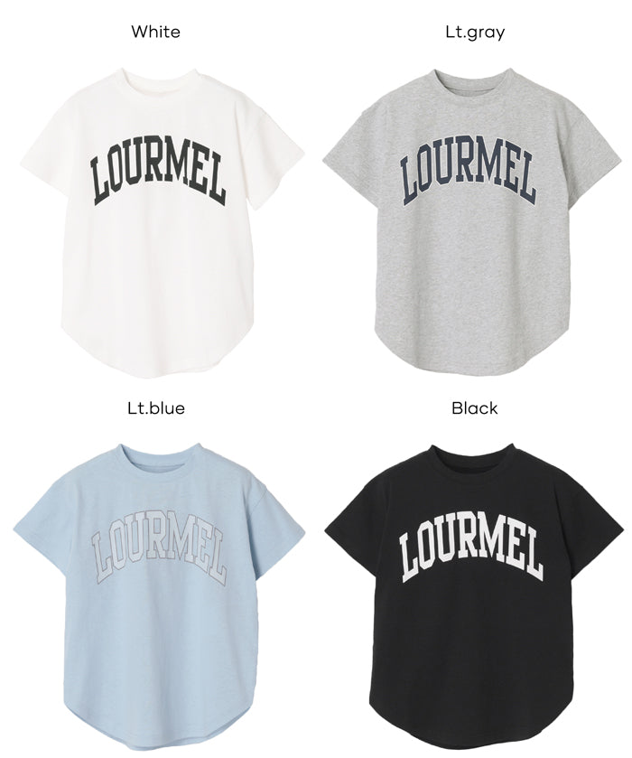 英字LOGO圓弧剪裁短袖上衣