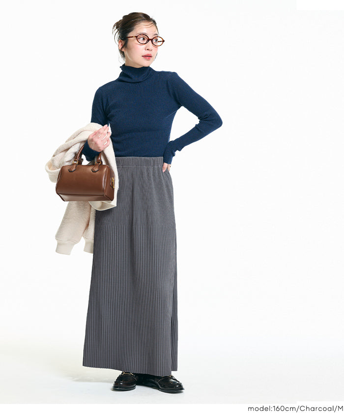 【保暖內刷毛】秋冬款百褶直筒長裙