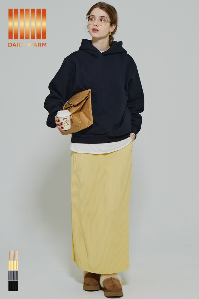 【保暖內刷毛】秋冬款百褶直筒長裙