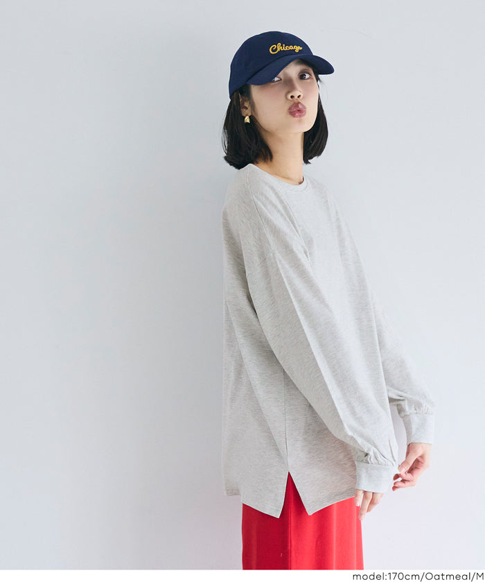 寬鬆棉質素色長袖上衣 T-shirt