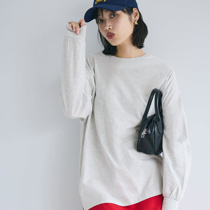 寬鬆棉質素色長袖上衣 T-shirt